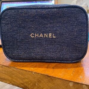 Chanel Denim Blue Make-Up Pouch New with Box